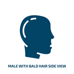 male with bald hair side view vector icon. male with bald hair side view, profile, male filled icons from flat body parts concept. Isolated black glyph icon, vector illustration symbol element for web