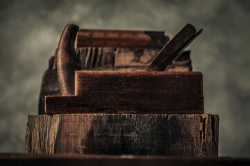 carpentry concept illustrated by planer and ruler