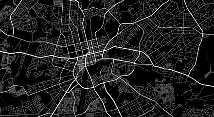 Vector map of Harare city. Urban grayscale poster. Road map with metropolitan city area view.