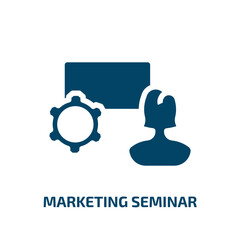 marketing seminar vector icon. marketing seminar, seminar, management filled icons from flat marketing and seo concept. Isolated black glyph icon, vector illustration symbol element for web design and