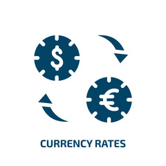 currency rates vector icon. currency rates, rate, business filled icons from flat business and finance concept. Isolated black glyph icon, vector illustration symbol element for web design and mobile