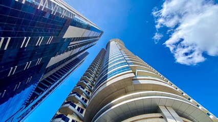 Dubai modern office building with sky