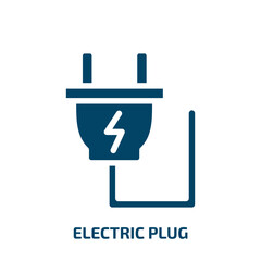 electric plug vector icon. electric plug, outlet, cable filled icons from flat general concept. Isolated black glyph icon, vector illustration symbol element for web design and mobile apps