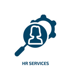 hr services vector icon. hr services, service, hr filled icons from flat general concept. Isolated black glyph icon, vector illustration symbol element for web design and mobile apps