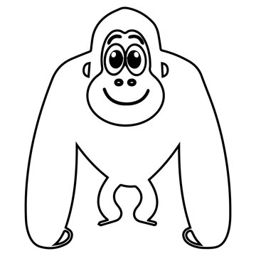Kids Coloring Pages, Cute Gorilla Character Vector illustration Ai File And Image