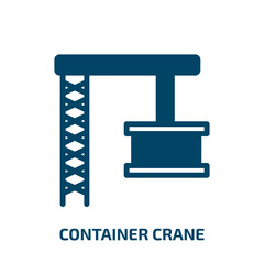 container crane vector icon. container crane, ship, shipping filled icons from flat logistics concept. Isolated black glyph icon, vector illustration symbol element for web design and mobile apps