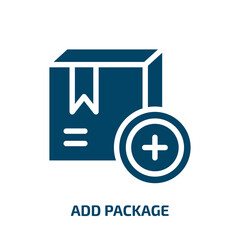 add package vector icon. add package, add, package filled icons from flat delivery concept. Isolated black glyph icon, vector illustration symbol element for web design and mobile apps