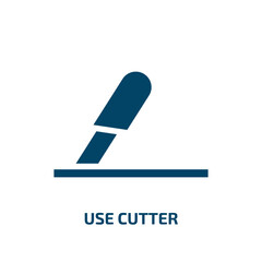 use cutter vector icon. use cutter, cut, use filled icons from flat shipping and handly linear concept. Isolated black glyph icon, vector illustration symbol element for web design and mobile apps