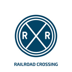 railroad crossing vector icon. railroad crossing, road, traffic filled icons from flat us road signs concept. Isolated black glyph icon, vector illustration symbol element for web design and mobile
