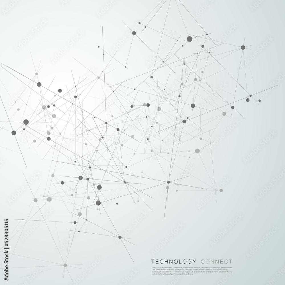 Aufkleber Global network connections with dots and lines. Triangles and polygon futuristic design. Vector abstract shapes