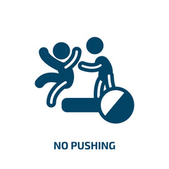 no pushing vector icon. no pushing, button, push filled icons from flat swimming pool rules concept. Isolated black glyph icon, vector illustration symbol element for web design and mobile apps