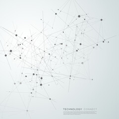 Global network connections with dots and lines. Triangles and polygon futuristic design. Vector abstract shapes