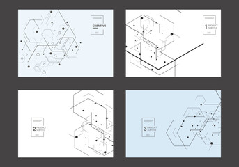 Science network pattern. Connecting lines and dots on simple background. Vector cover templates for web, report or presentation