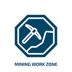 mining work zone vector icon. mining work zone, construction, zone filled icons from flat indications concept. Isolated black glyph icon, vector illustration symbol element for web design and mobile
