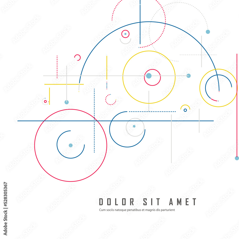 Leinwandbilder Abstract illustration. Circular elements in creative pattern with abstract geometric objects. Modern vector design digital dots and dotted circles