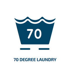 70 degree laundry vector icon. 70 degree laundry, 70, curve filled icons from flat laundry instructions concept. Isolated black glyph icon, vector illustration symbol element for web design and mobile