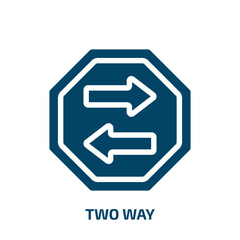 two way vector icon. two way, way, two filled icons from flat traffic signs collection concept. Isolated black glyph icon, vector illustration symbol element for web design and mobile apps