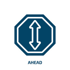 ahead vector icon. ahead, business, information filled icons from flat traffic signs collection concept. Isolated black glyph icon, vector illustration symbol element for web design and mobile apps