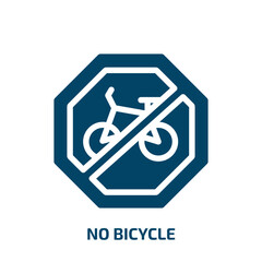 no bicycle vector icon. no bicycle, bike, road filled icons from flat signal and prohibitions concept. Isolated black glyph icon, vector illustration symbol element for web design and mobile apps