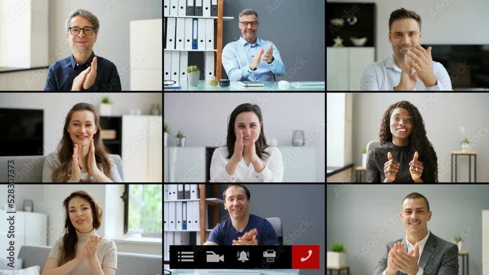 Poster video conferencing call clapping hands