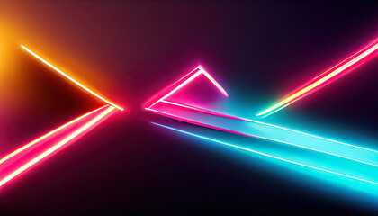 Cyberpunk neon colors sci-fi abstract minimal geometric trendy background. 3D digital illustration.