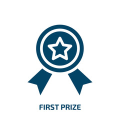 first prize vector icon. first prize, competition, prize filled icons from flat winning red concept. Isolated black glyph icon, vector illustration symbol element for web design and mobile apps