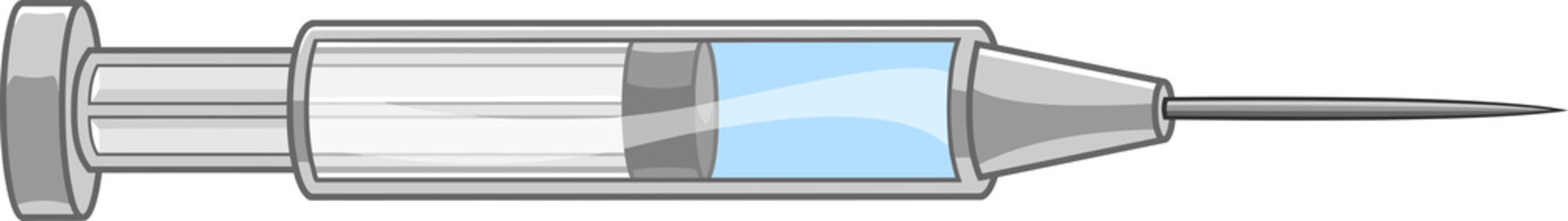 Cartoon Syringe. Hand Drawn Illustration Isolated On Transparent Background