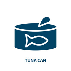 tuna can vector icon. tuna can, tuna, canned filled icons from flat fisherman concept. Isolated black glyph icon, vector illustration symbol element for web design and mobile apps
