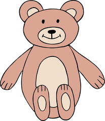 Brown bear toy isolated doodle illustration