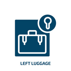 Fototapeta premium left luggage vector icon. left luggage, bag, simple filled icons from flat train station concept. Isolated black glyph icon, vector illustration symbol element for web design and mobile apps