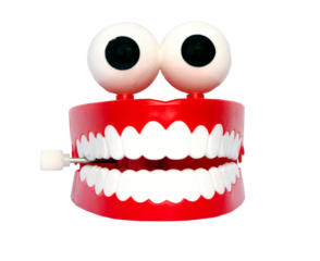 fun plastic teeth with eyes  transparent