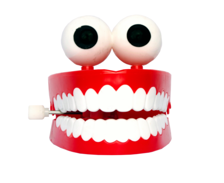 fun plastic teeth with eyes  transparent