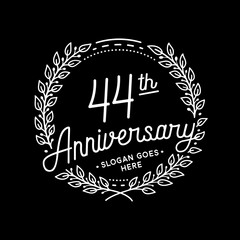 44 years anniversary celebrations design template. 44th logo. Vector and illustrations. 