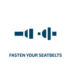 fasten your seatbelts vector icon. fasten your seatbelts, seatbelt, danger filled icons from flat airport and travel concept. Isolated black glyph icon, vector illustration symbol element for web