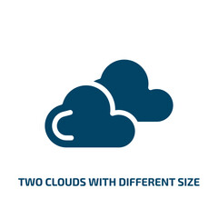 two clouds with different size vector icon. two clouds with different size, vector, graphic filled icons from flat airport and travel concept. Isolated black glyph icon, vector illustration symbol