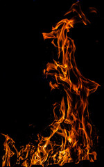 Bonfire flame on a dark background. Abstract background on the theme of life