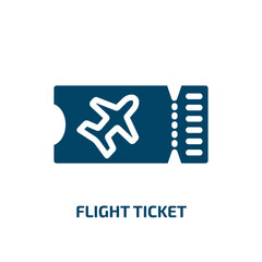 Fototapeta premium flight ticket vector icon. flight ticket, plane, flight filled icons from flat in the frontier concept. Isolated black glyph icon, vector illustration symbol element for web design and mobile apps