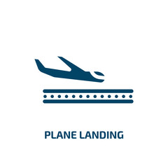 plane landing vector icon. plane landing, plane, airport filled icons from flat in the airport concept. Isolated black glyph icon, vector illustration symbol element for web design and mobile apps