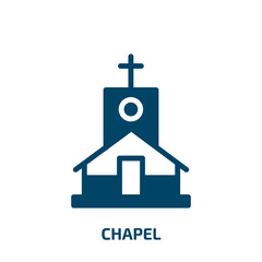 chapel vector icon. chapel, church, cross filled icons from flat winter concept. Isolated black glyph icon, vector illustration symbol element for web design and mobile apps