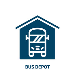 bus depot vector icon. bus depot, bus, depot filled icons from flat public transportation concept. Isolated black glyph icon, vector illustration symbol element for web design and mobile apps