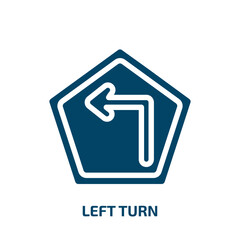 left turn vector icon. left turn, arrow, left filled icons from flat driving school concept. Isolated black glyph icon, vector illustration symbol element for web design and mobile apps