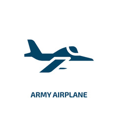 army airplane vector icon. army airplane, army, airplane filled icons from flat airplanes concept. Isolated black glyph icon, vector illustration symbol element for web design and mobile apps