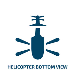 helicopter bottom view vector icon. helicopter bottom view, helicopter, bottom view filled icons from flat airplanes concept. Isolated black glyph icon, vector illustration symbol element for web