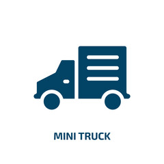 mini truck vector icon. mini truck, truck, vehicle filled icons from flat transportation concept. Isolated black glyph icon, vector illustration symbol element for web design and mobile apps