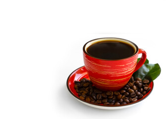 Cup of coffee, grain isolated on white background