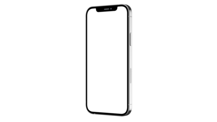 iphone 12 pro Max on isolated white background. White mockup screen. Silver color.