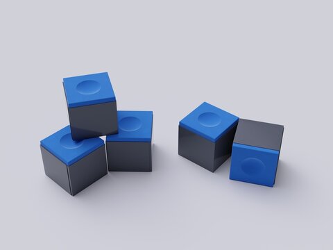 3d rendered snooker chalk pool cue chalk set