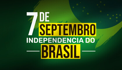 Brazil Independence Day Wallpaper with Waving Flag and Greetings Typography. Brasil celebrating independence wallpaper