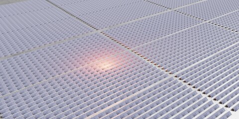 solar cell solar panel station aerial view solar power cell electricity 3d render