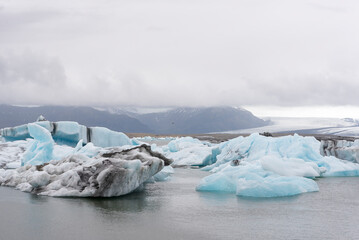 Jökulsarlon iceberg lagoon. Glacial lake with icebergs. South Iceland. Europe